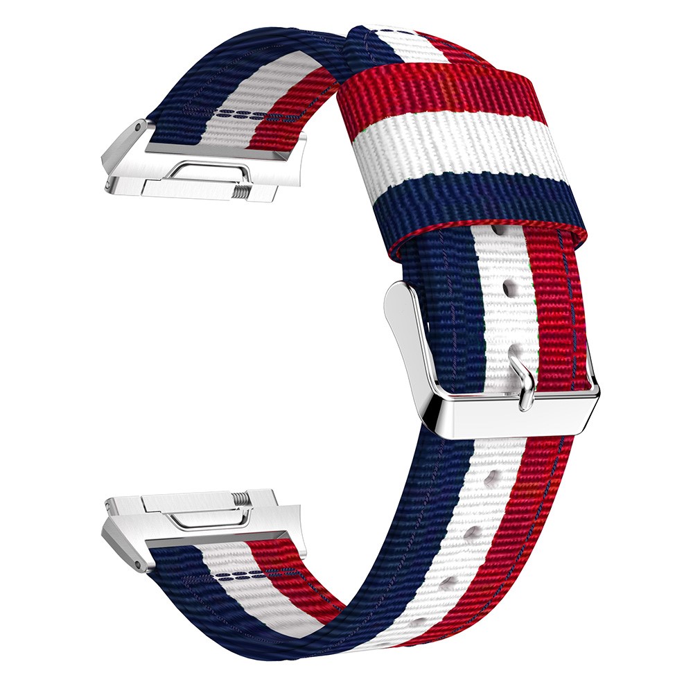 For Fitbit Ionic Vertical Stripes Nylon Watch Band, Width: 22mm - Red/White/Blue-3