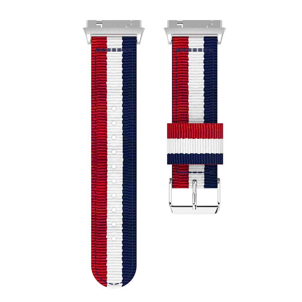 For Fitbit Ionic Vertical Stripes Nylon Watch Band, Width: 22mm - Red/White/Blue-4