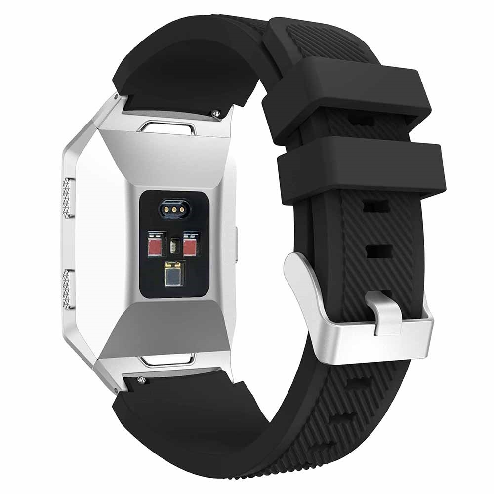 22mm Twill Texture Soft Silicone Watch Band with Connector for Fitbit Ionic - Black-2