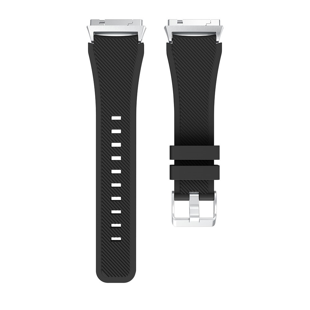 22mm Twill Texture Soft Silicone Watch Band with Connector for Fitbit Ionic - Black-4