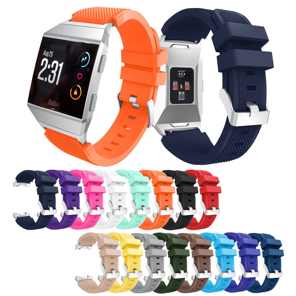 22mm Twill Texture Soft Silicone Watch Band with Connector for Fitbit Ionic - Black-6