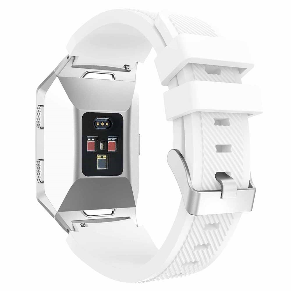 22mm Twill Texture Soft Silicone Watchband with Connector for Fitbit Ionic - White-2