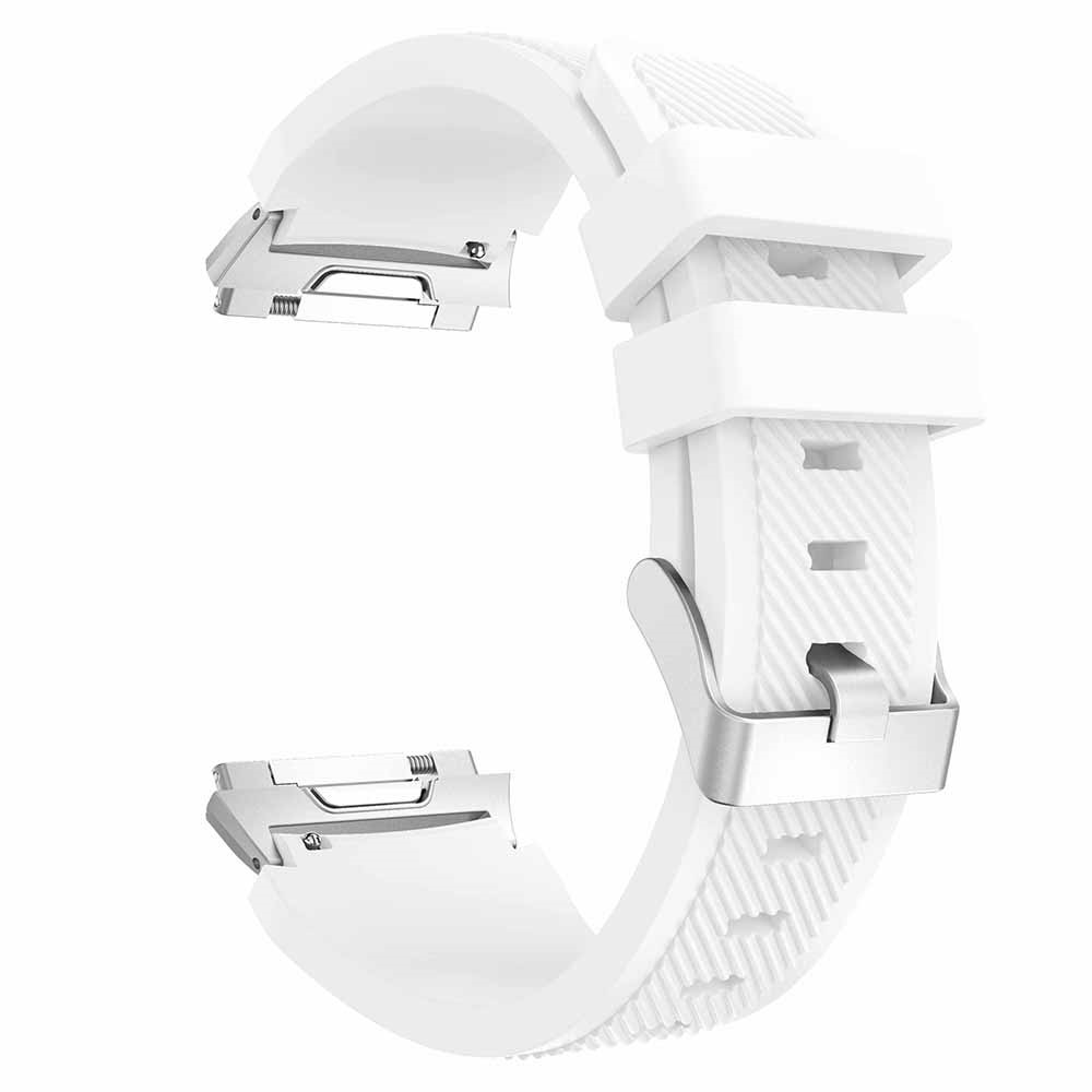 22mm Twill Texture Soft Silicone Watchband with Connector for Fitbit Ionic - White-3