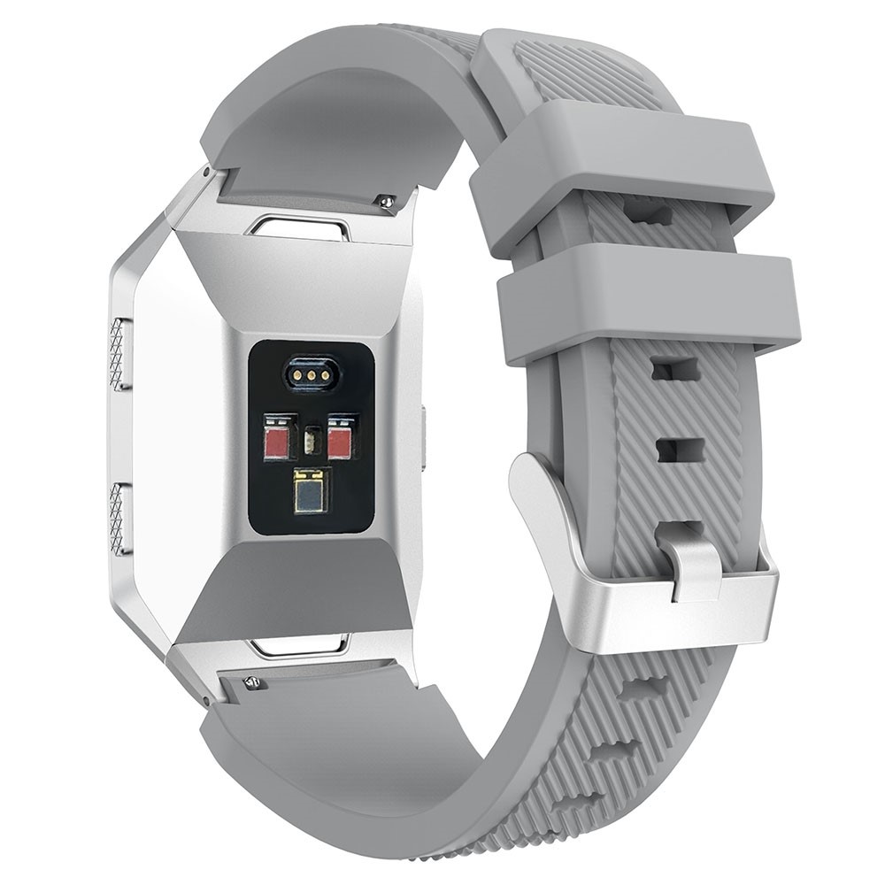 For Fitbit Ionic 22mm Twill Texture Soft Silicone Watch Strap with Connector - Grey-2