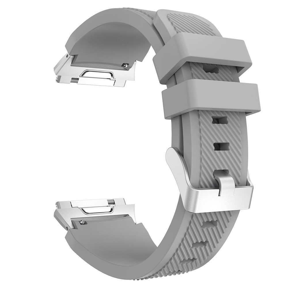 For Fitbit Ionic 22mm Twill Texture Soft Silicone Watch Strap with Connector - Grey-3