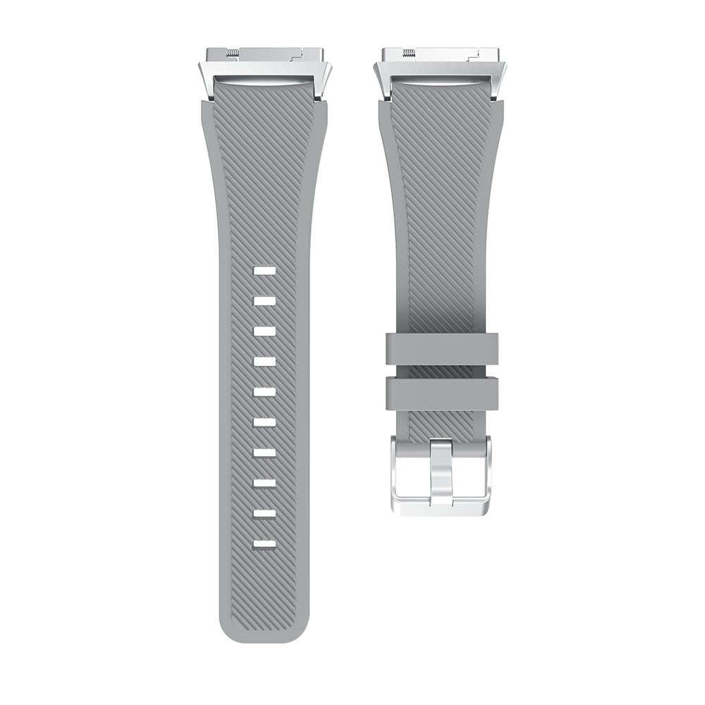 For Fitbit Ionic 22mm Twill Texture Soft Silicone Watch Strap with Connector - Grey-4