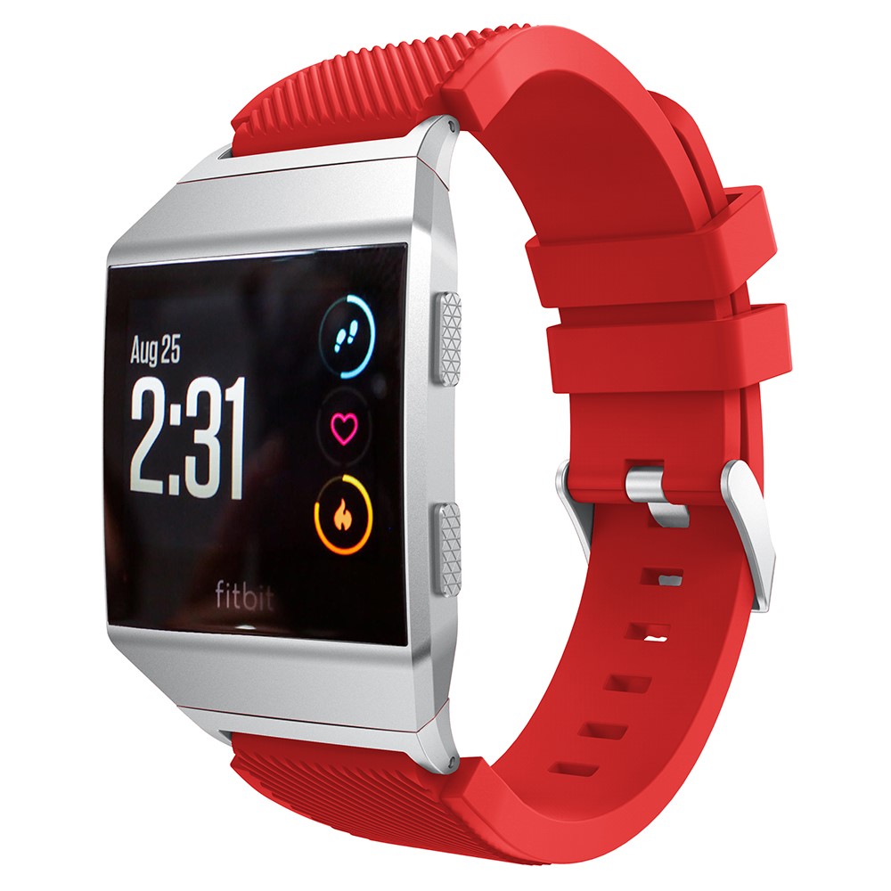 22mm Twill Texture Soft Silicone Watch Bracelet with Connector for Fitbit Ionic - Red-1