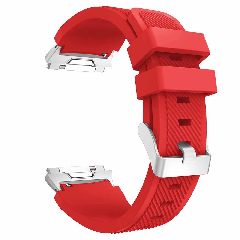 22mm Twill Texture Soft Silicone Watch Bracelet with Connector for Fitbit Ionic - Red-3