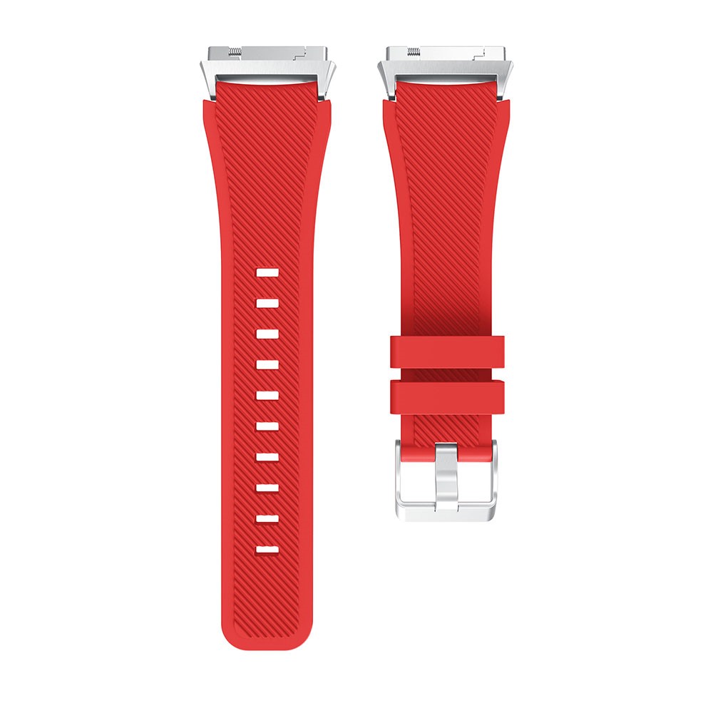 22mm Twill Texture Soft Silicone Watch Bracelet with Connector for Fitbit Ionic - Red-4