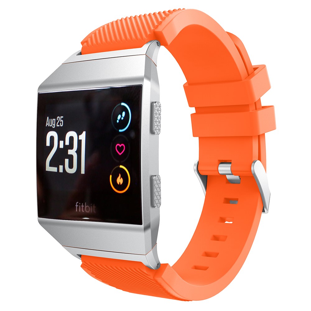 For Fitbit Ionic Twill Texture Silicone Watch Band Replacement with Connector 22mm - Orange-1