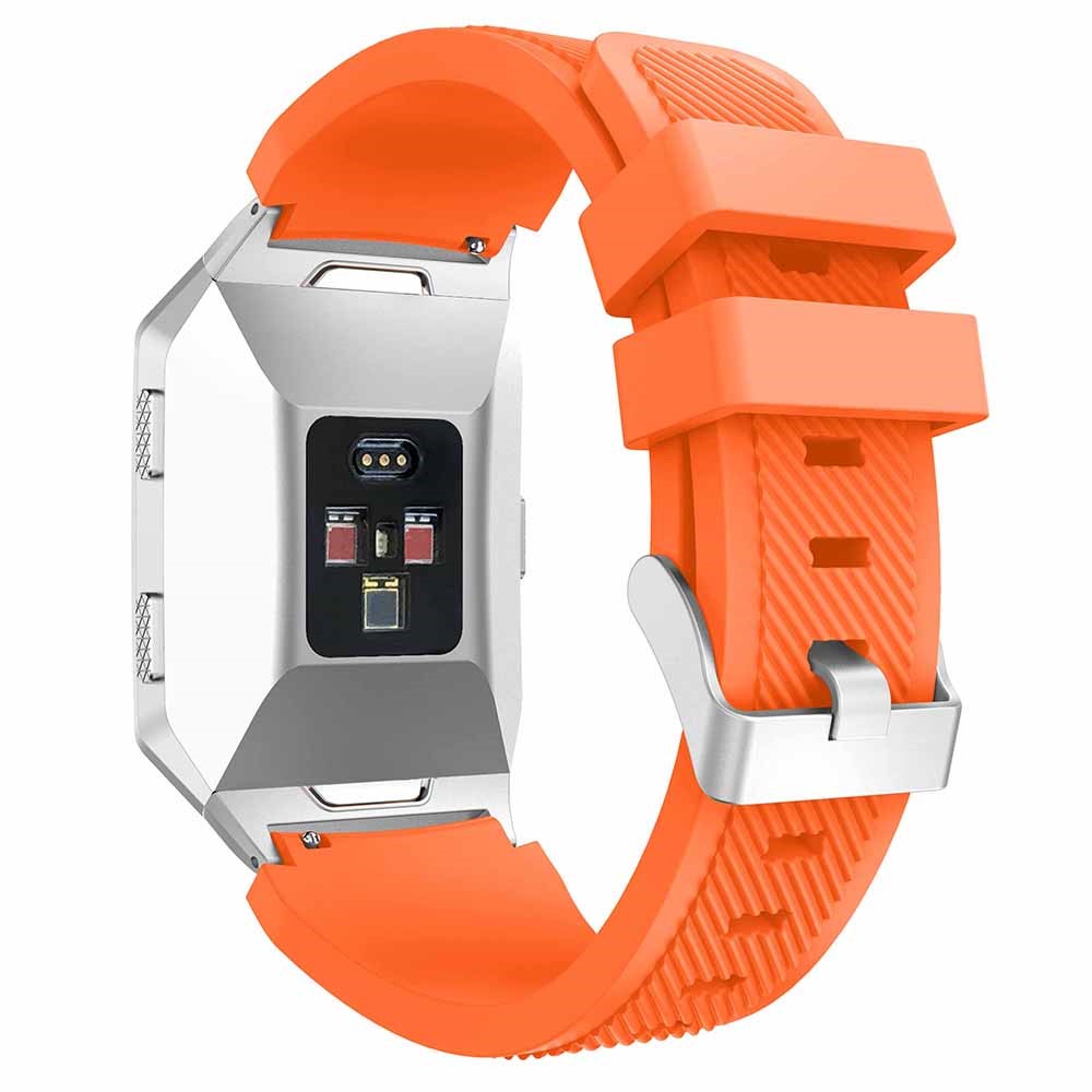 For Fitbit Ionic Twill Texture Silicone Watch Band Replacement with Connector 22mm - Orange-2