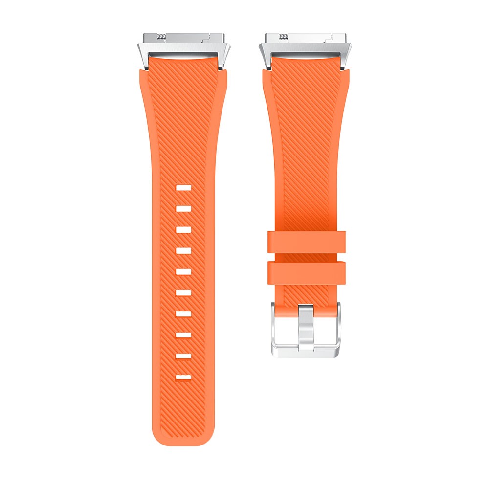 For Fitbit Ionic Twill Texture Silicone Watch Band Replacement with Connector 22mm - Orange-4