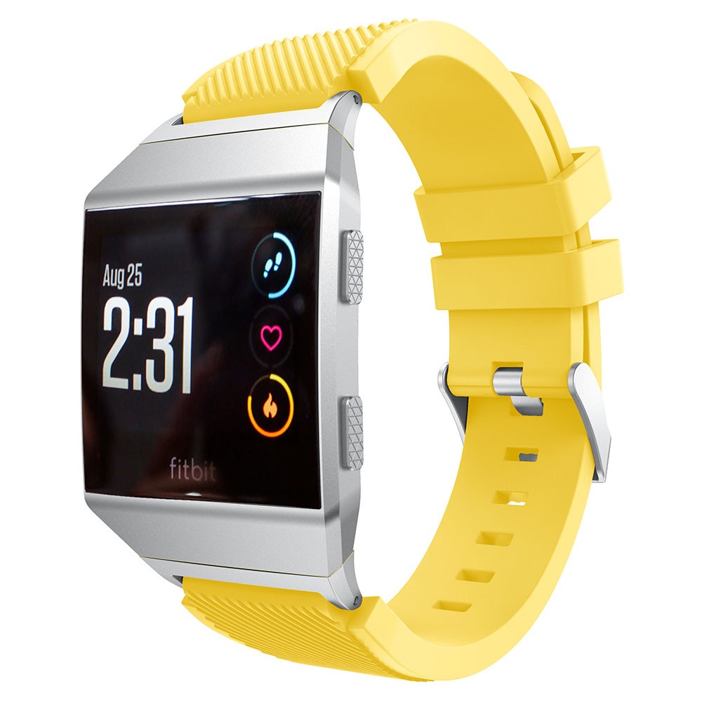 22mm Twill Texture Soft Silicone Watch Band with Connector for Fitbit Ionic - Yellow-1