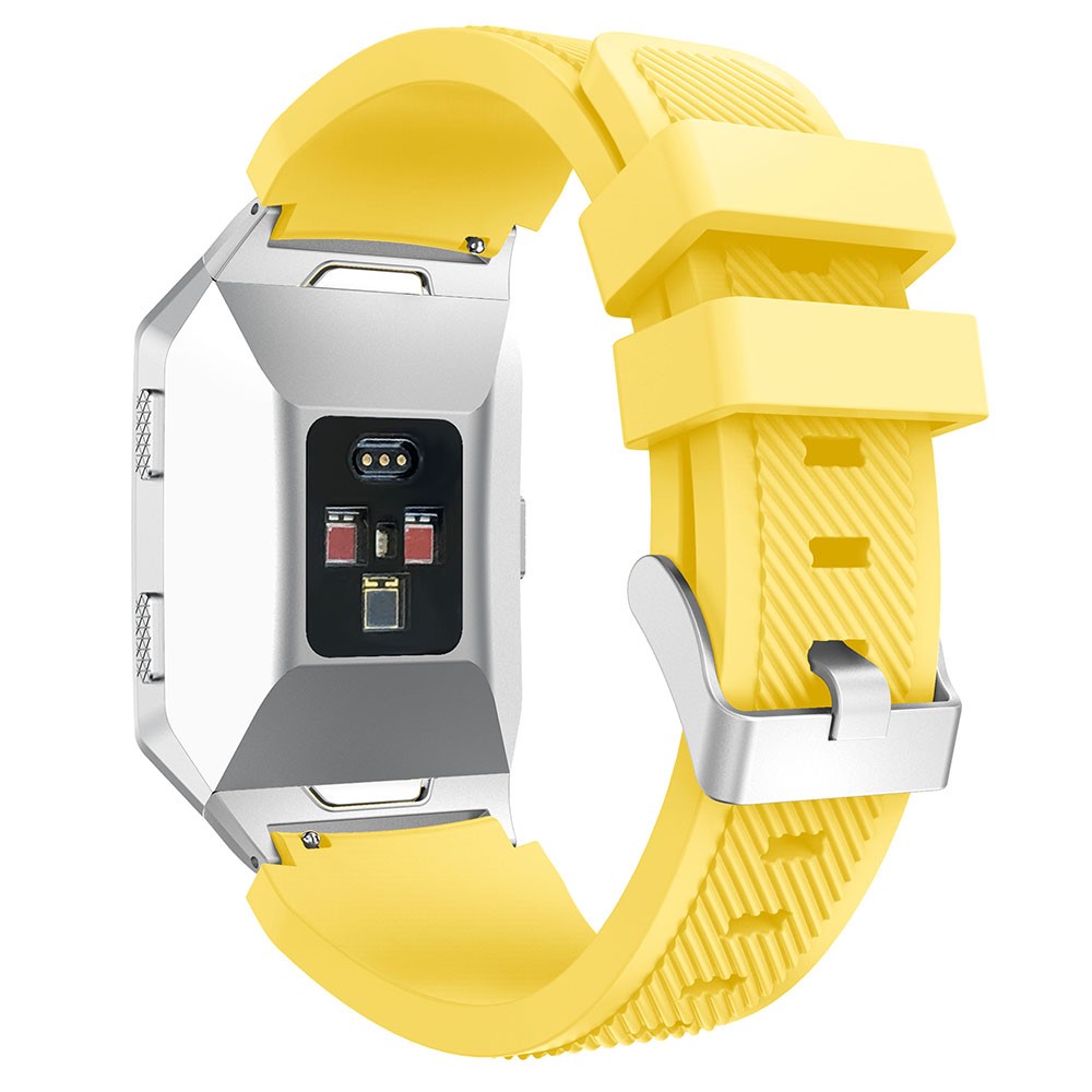 22mm Twill Texture Soft Silicone Watch Band with Connector for Fitbit Ionic - Yellow-2
