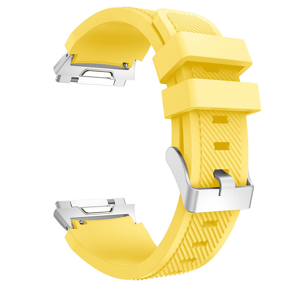 22mm Twill Texture Soft Silicone Watch Band with Connector for Fitbit Ionic - Yellow-3