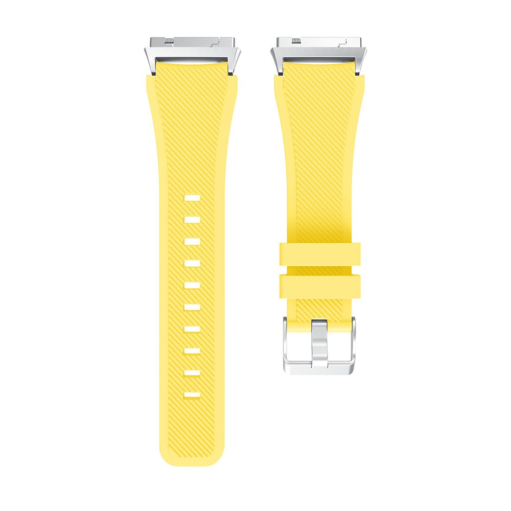 22mm Twill Texture Soft Silicone Watch Band with Connector for Fitbit Ionic - Yellow-4