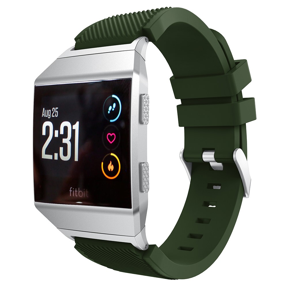 For Fitbit Ionic Twill Texture Silicone Watch Bracelet Band with Connector 22mm - Army Green-1