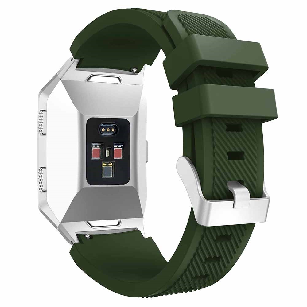 For Fitbit Ionic Twill Texture Silicone Watch Bracelet Band with Connector 22mm - Army Green-2