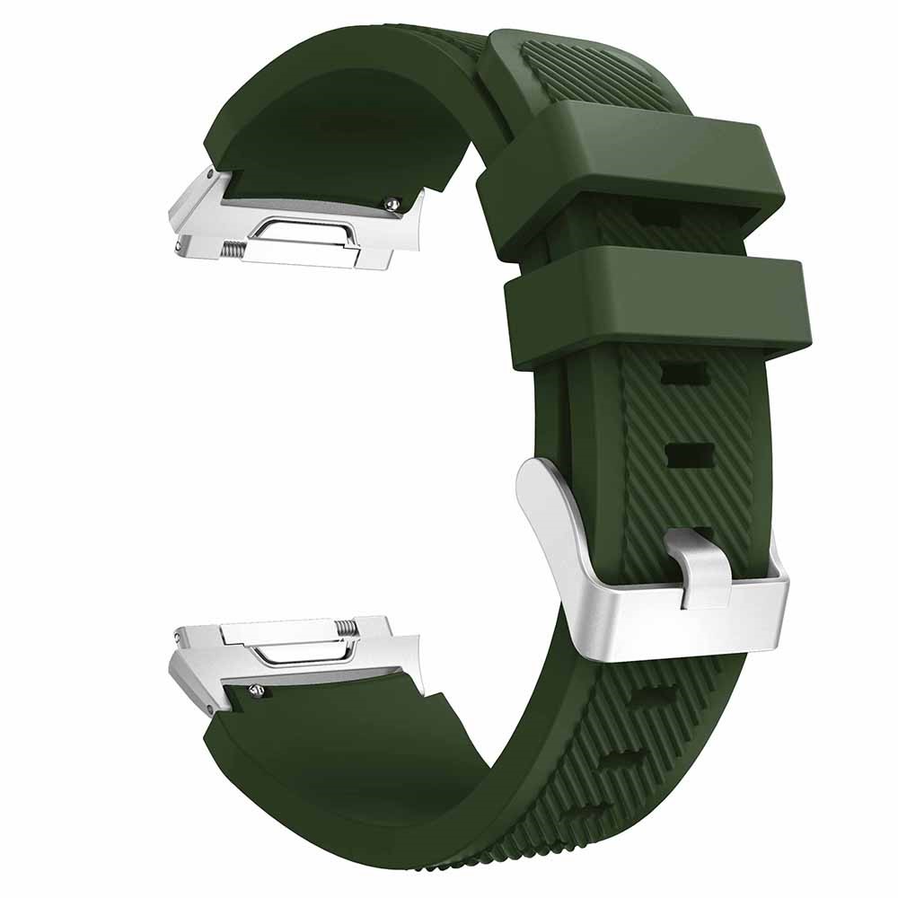 For Fitbit Ionic Twill Texture Silicone Watch Bracelet Band with Connector 22mm - Army Green-3