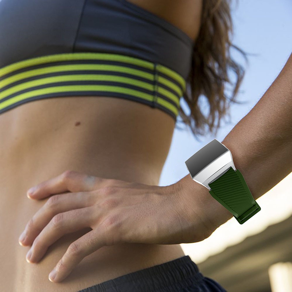 For Fitbit Ionic Twill Texture Silicone Watch Bracelet Band with Connector 22mm - Army Green-5