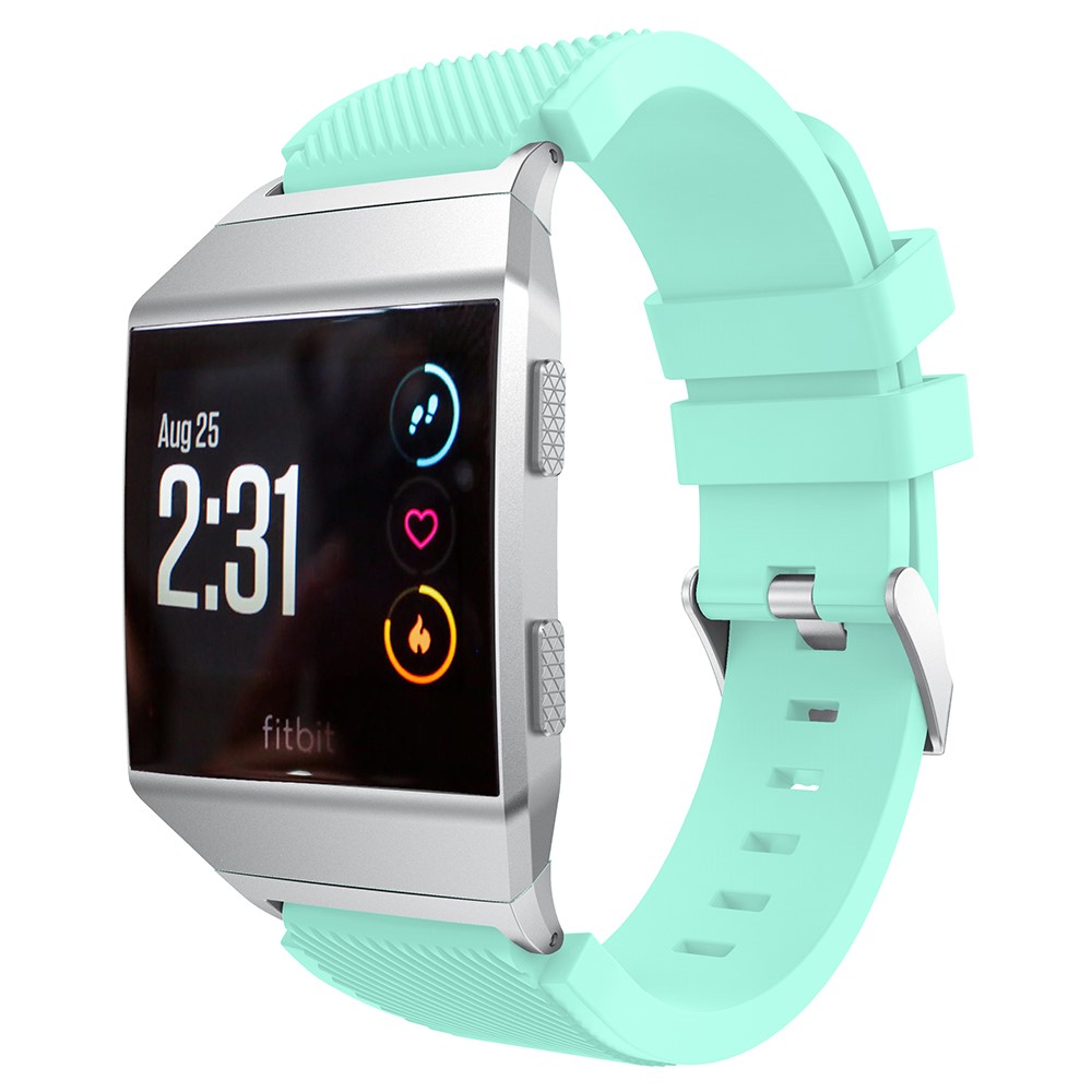 22mm Twill Texture Soft Silicone Watch Strap Band with Connector for Fitbit Ionic - Cyan-1