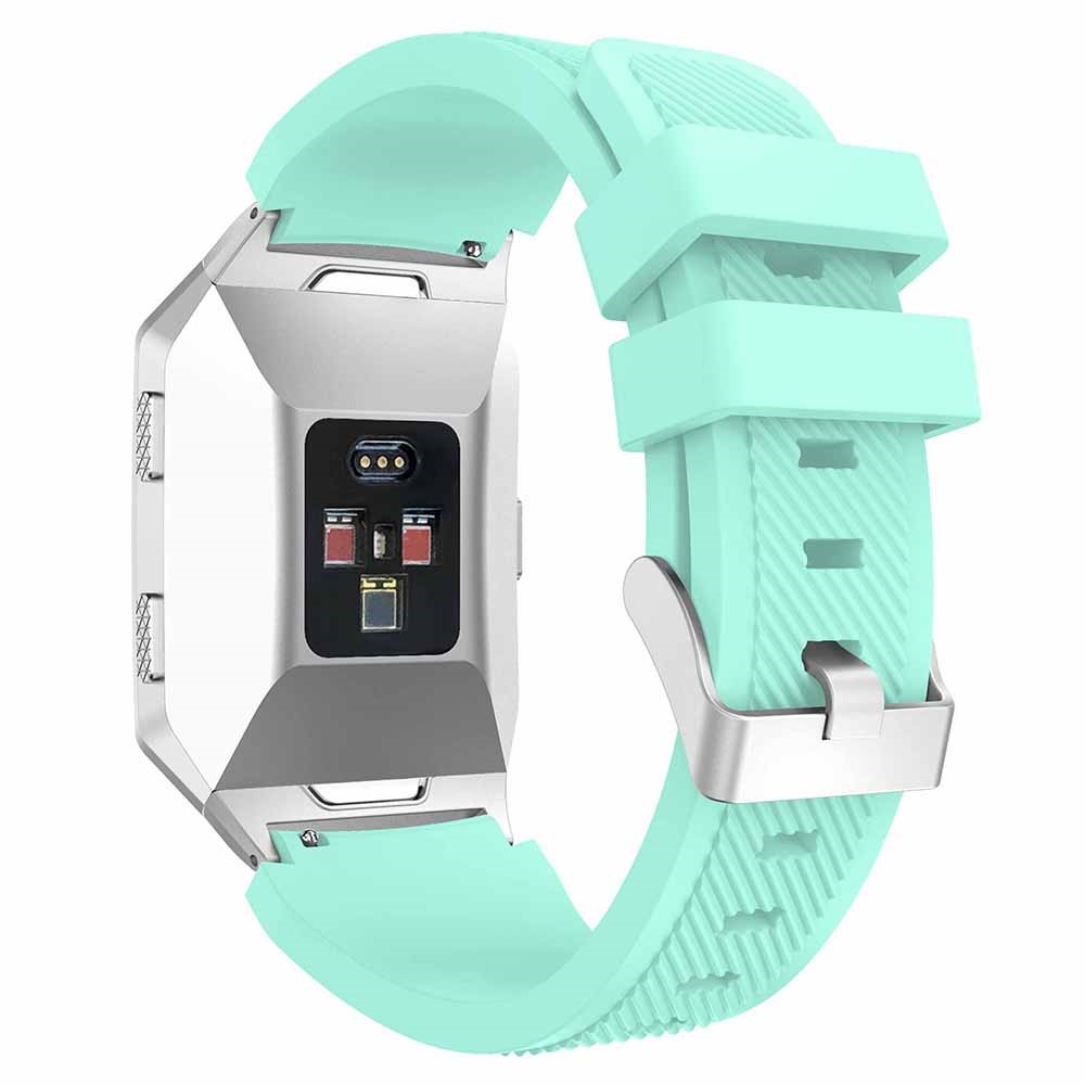 22mm Twill Texture Soft Silicone Watch Strap Band with Connector for Fitbit Ionic - Cyan-2
