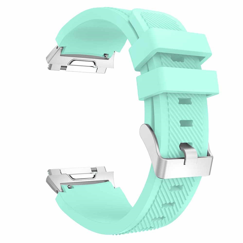 22mm Twill Texture Soft Silicone Watch Strap Band with Connector for Fitbit Ionic - Cyan-3