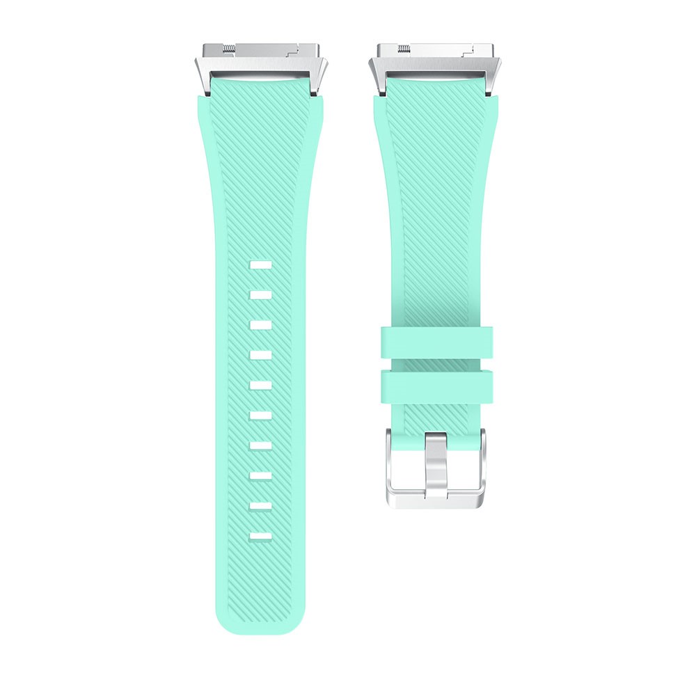 22mm Twill Texture Soft Silicone Watch Strap Band with Connector for Fitbit Ionic - Cyan-4