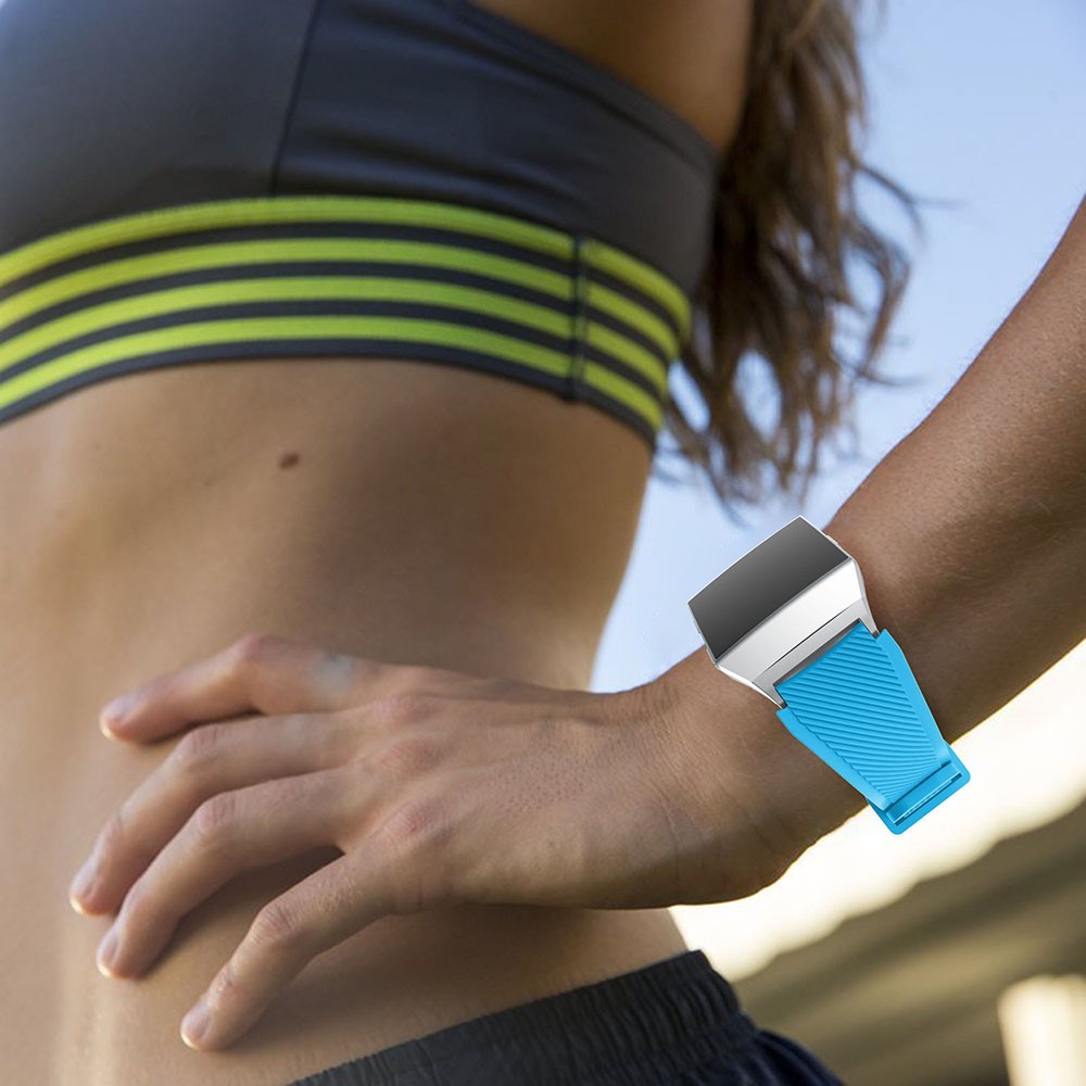For Fitbit Ionic Twill Texture Silicone Wrist Watch Band with Connector 22mm - Baby Blue-5