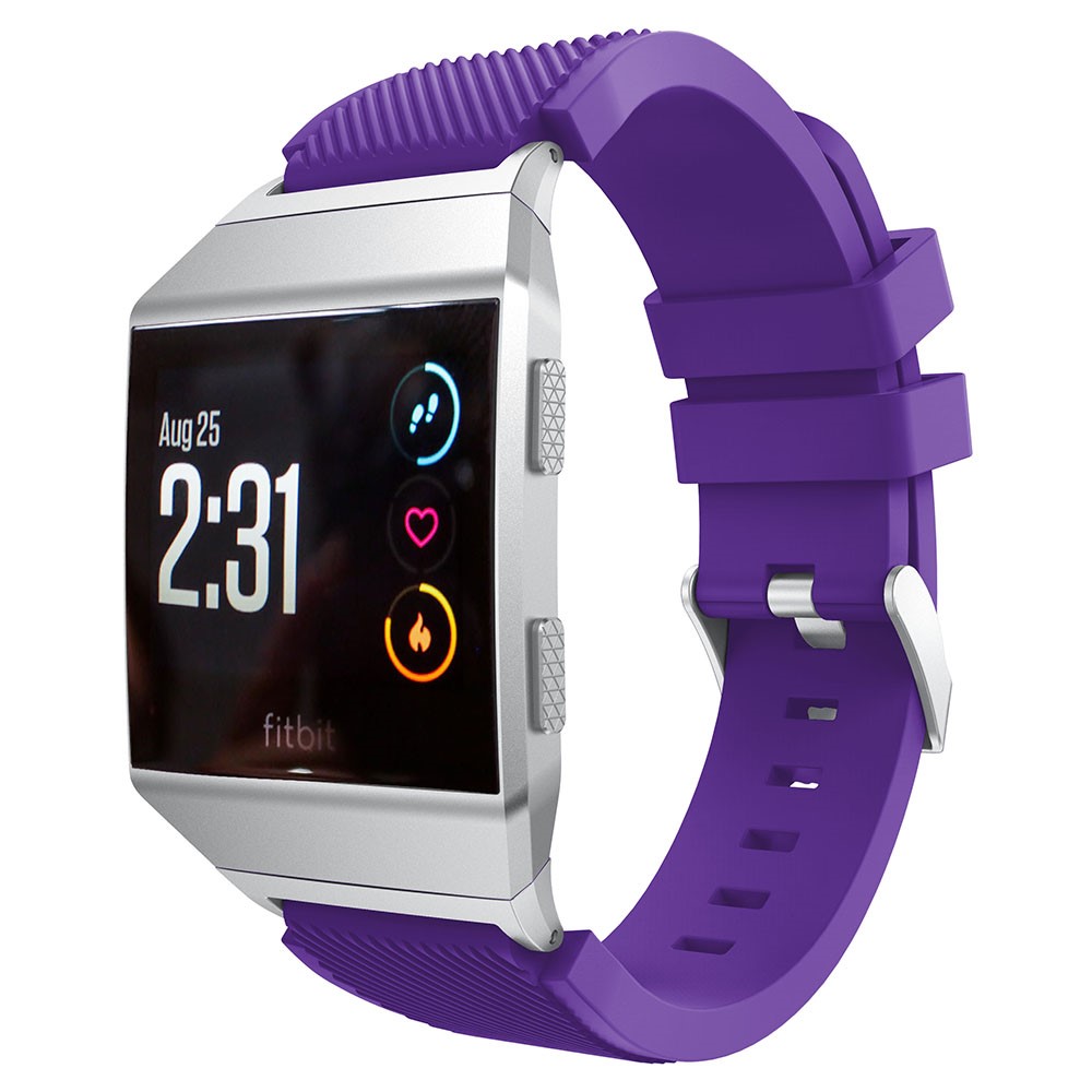 For Fitbit Ionic 22mm Twill Texture Soft Silicone Wrist Watch Bracelet with Connector - Purple-1
