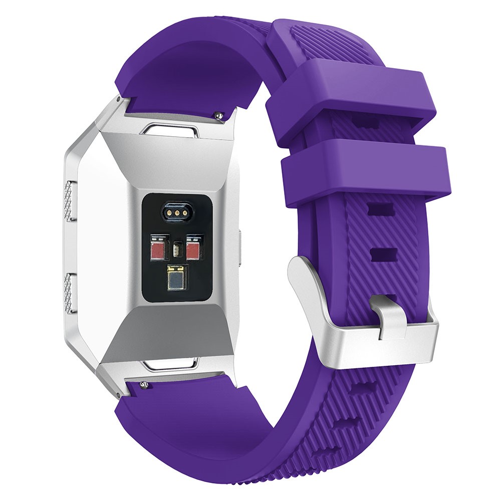 For Fitbit Ionic 22mm Twill Texture Soft Silicone Wrist Watch Bracelet with Connector - Purple-2