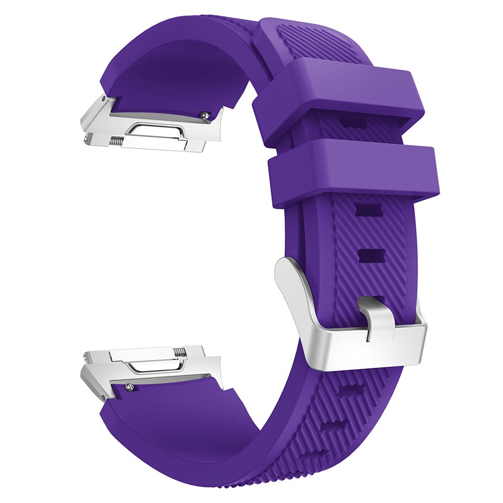 For Fitbit Ionic 22mm Twill Texture Soft Silicone Wrist Watch Bracelet with Connector - Purple-3