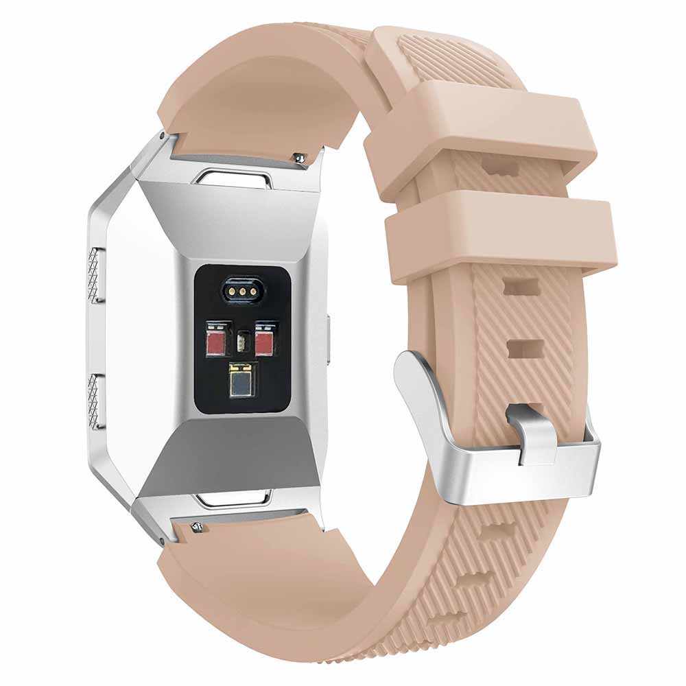 22mm Twill Texture Soft Silicone Wrist Watchband with Connector for Fitbit Ionic - Khaki-2