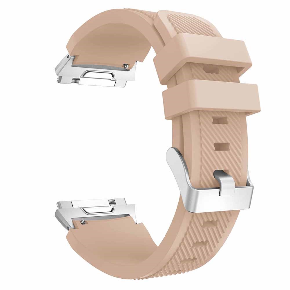 22mm Twill Texture Soft Silicone Wrist Watchband with Connector for Fitbit Ionic - Khaki-3