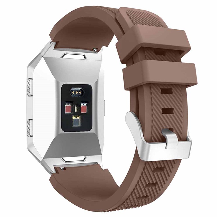 For Fitbit Ionic 22mm Twill Texture Flexible Silicone Watch Band with Connector - Coffee-2