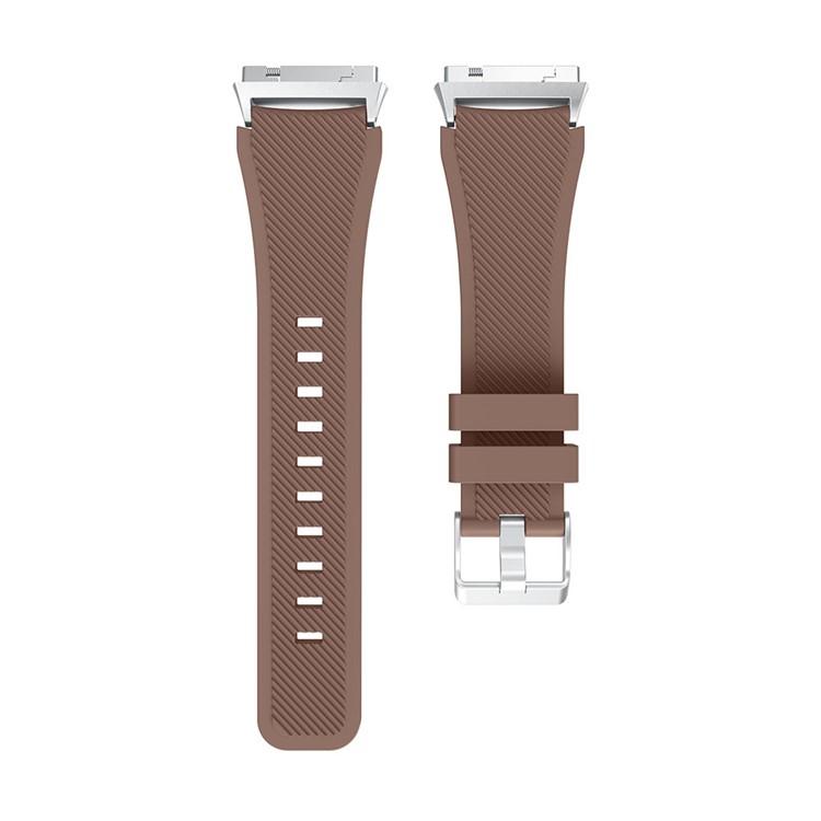 For Fitbit Ionic 22mm Twill Texture Flexible Silicone Watch Band with Connector - Coffee-4