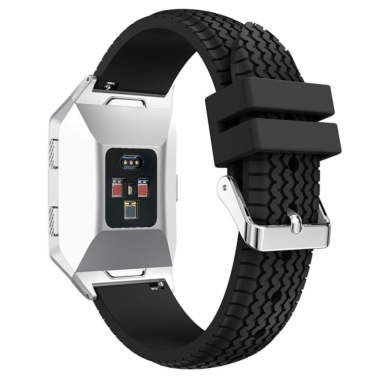 Cool Tire Pattern Adjustable Silicone Watch Band with Connector for Fitbit Ionic - Black-2