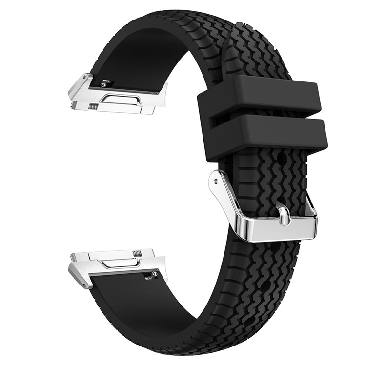 Cool Tire Pattern Adjustable Silicone Watch Band with Connector for Fitbit Ionic - Black-3