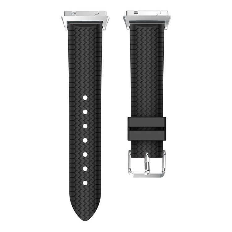 Cool Tire Pattern Adjustable Silicone Watch Band with Connector for Fitbit Ionic - Black-4