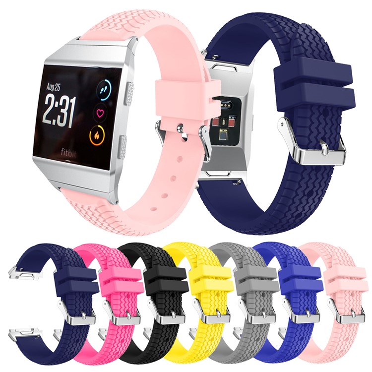 Cool Tire Pattern Adjustable Silicone Watch Band with Connector for Fitbit Ionic - Black-6