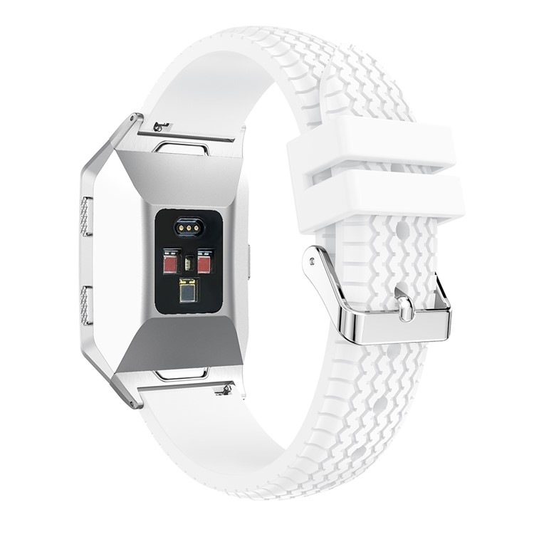 Cool Tire Pattern Adjustable Silicone Watch Band Replacement for Fitbit Ionic - White-2