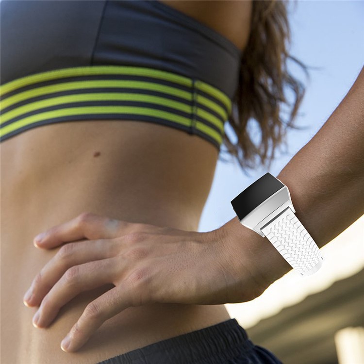 Cool Tire Pattern Adjustable Silicone Watch Band Replacement for Fitbit Ionic - White-5