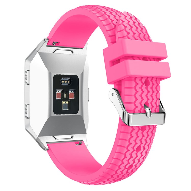 Cool Tire Pattern Adjustable Silicone Wrist Strap Replacement for Fitbit Ionic - Rose-2