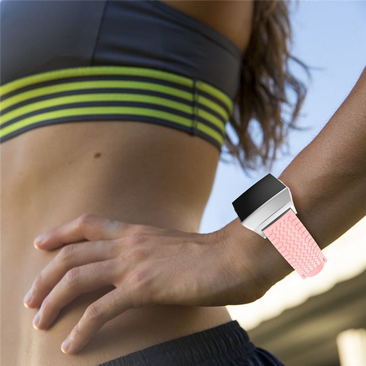 For Fitbit Ionic Cool Tire Adjustable Soft Silicone Watch Band Wrist Strap - Pink-5