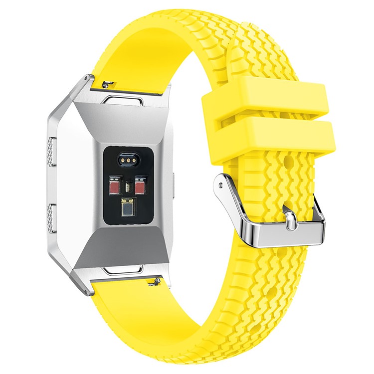 22mm Cool Tire Silicone Watch Band Strap with Metal Clasp for Fitbit Ionic - Yellow-2