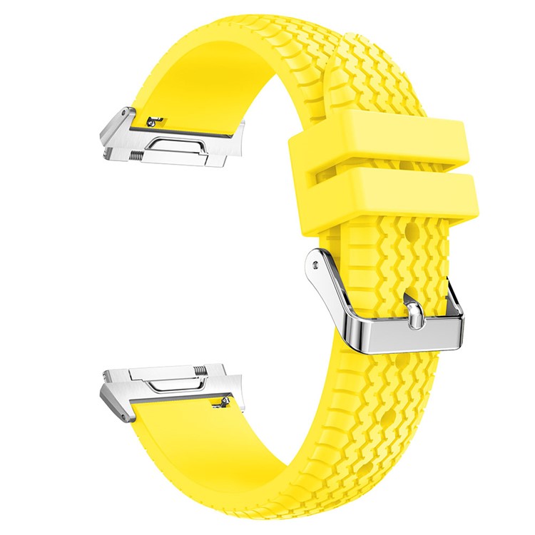 22mm Cool Tire Silicone Watch Band Strap with Metal Clasp for Fitbit Ionic - Yellow-3