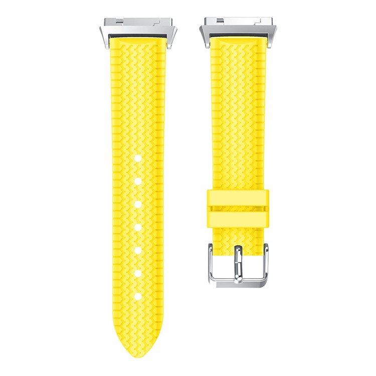 22mm Cool Tire Silicone Watch Band Strap with Metal Clasp for Fitbit Ionic - Yellow-4
