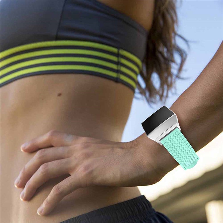 Cool Tire Soft Silicone Adjustable Strap with Connector for Fitbit Ionic - Cyan-5
