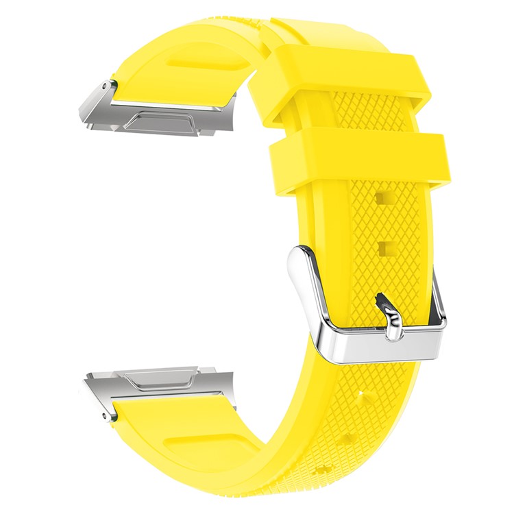 Rhombus Texture Soft Silicone Watch Band Wrist Strap with Connector for Fitbit Ionic - Yellow-3