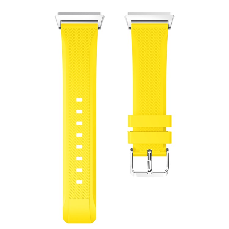 Rhombus Texture Soft Silicone Watch Band Wrist Strap with Connector for Fitbit Ionic - Yellow-4